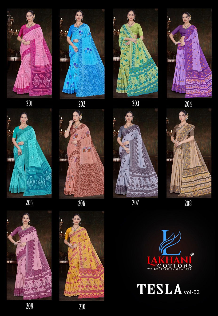 Tesla Vol 2 By Lakhani Cotton Printed Fancy Wholesale Saree In India